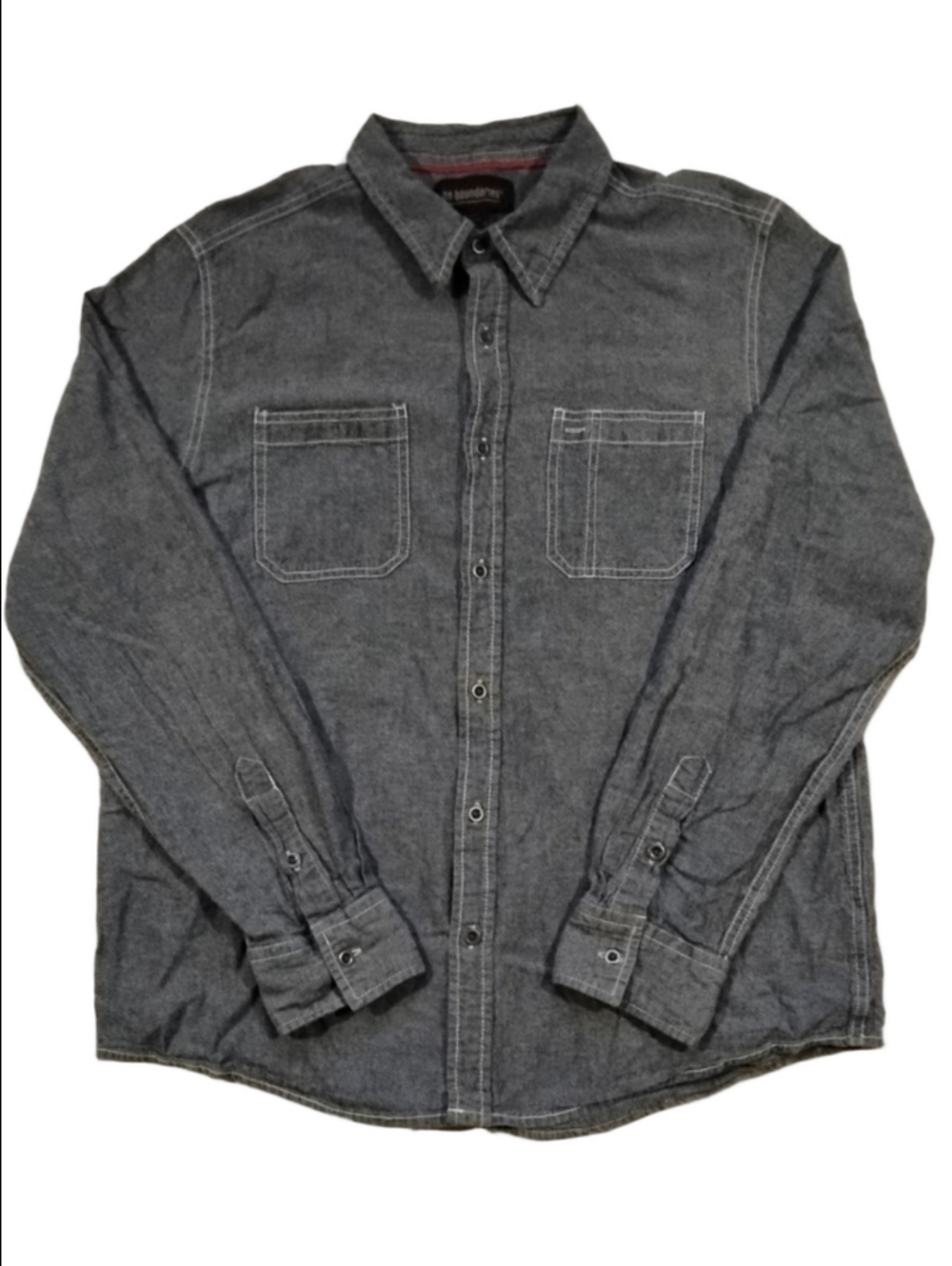 No Boundaries Men's Gray Long-Sleeve Button-Down Shirt
